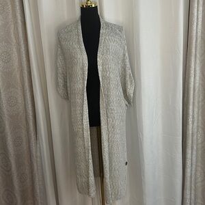 NWT J.Jill Cardigan Knit Longline Duster Short Sleeve Grey Gray Women’s M